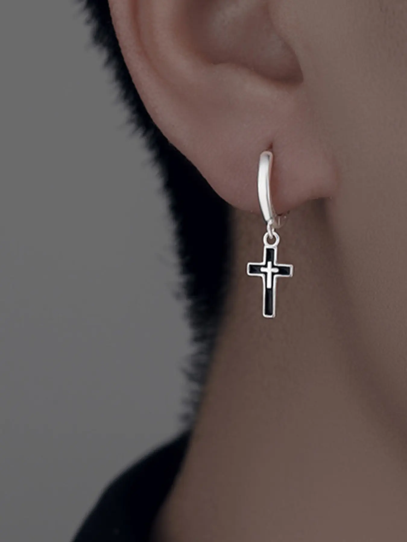 Trendy Hip Hop Cross Earrings for Men, Statement Earring, Unique Design Fashionable Jewelry, Perfect Gift for Daily Wear, Versatile Style Accessories, Punk Style Earrings