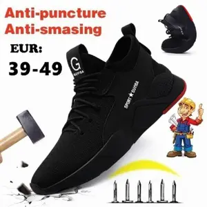 Steel Toe Shoes Kevlar Fiber Safety Shoes for Men Breathable Work Shoes Hiking Climbing Shoes Labor Shoes Anti Collision Shoes Plus Size