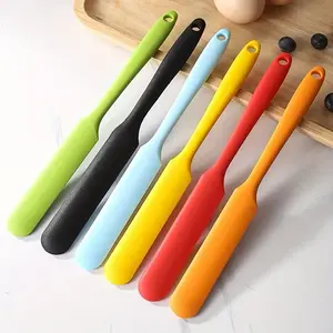 6pcs Silicone Long Blade Spatula Set, Flour Scraper Jam Cheese Heat Resistant, Cake Icing Knife Mixing Tool, Kitchen Utensils, Pastry Decorating Tools