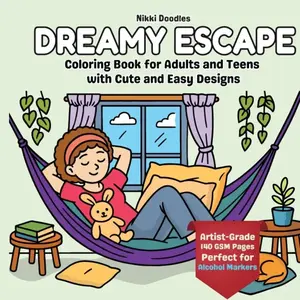 Dreamy Escape Unisex Coloring Book for Adults and Teens (12 Years Above) - Bold, Easy, Simple Big Designs, Artistic Guide, 80 Illustrations, 140 GSM Pages, 8.5 x 8.5 Inches