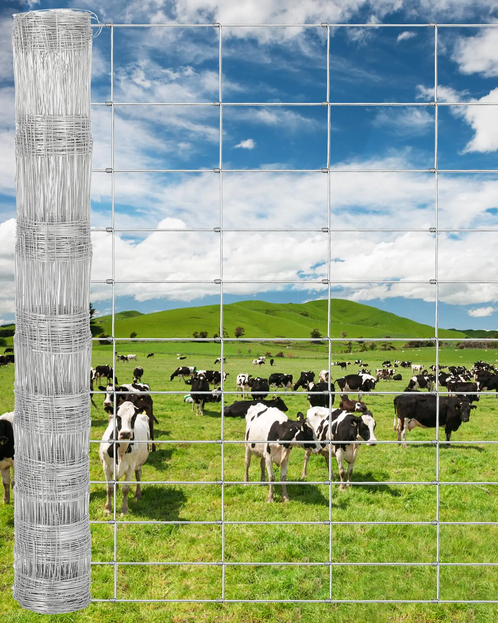 Cattle Farm Fence, 6x164ft Galvanized Wire Fencing 14GA Heavy Zinc Coating Wire Fencing, for Goat Deer Yard Livestock Animals Protection (6x164ft(14GA))