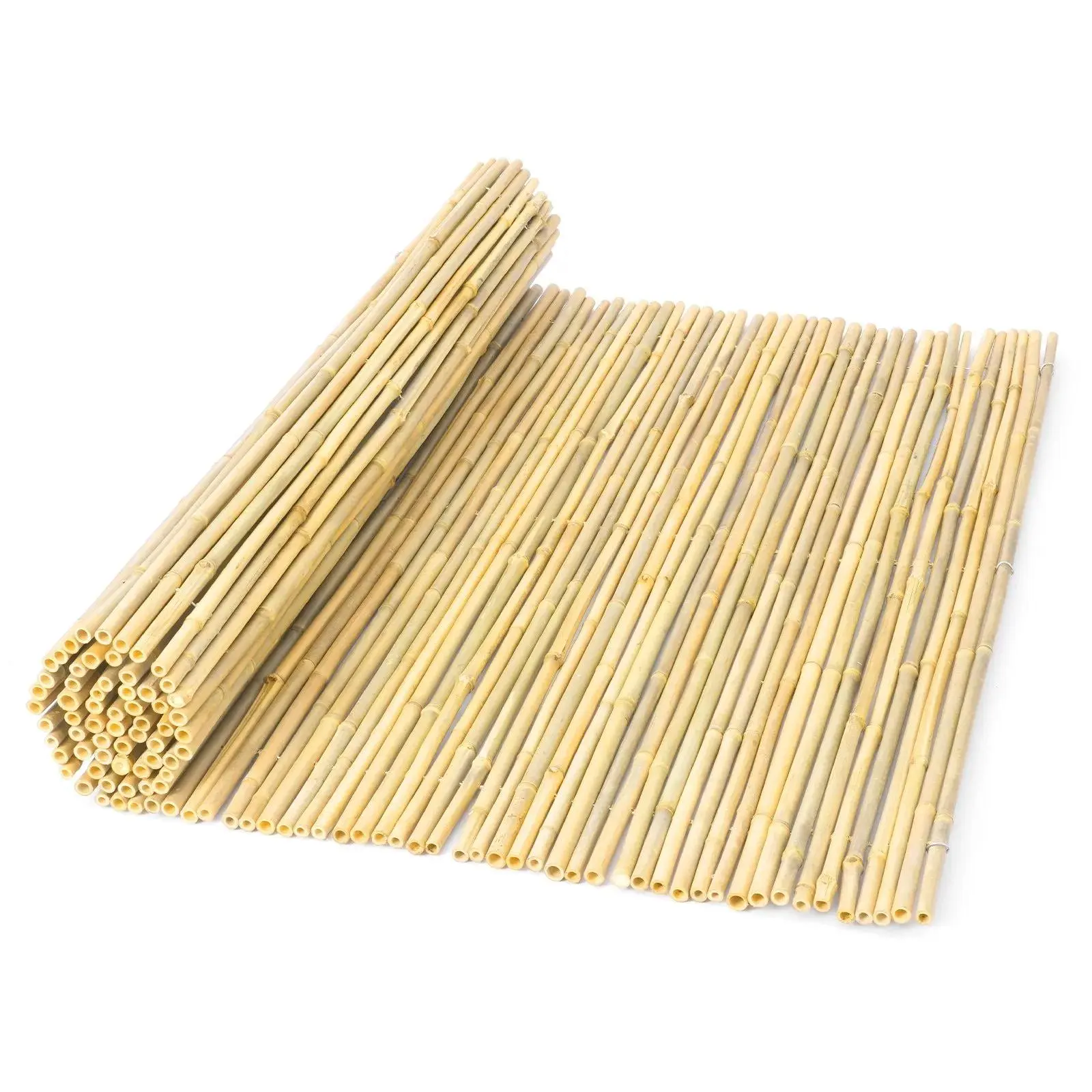 4 ft H x 6 ft L Natural Rolled Bamboo Fence Panel, 0.75 in Thick