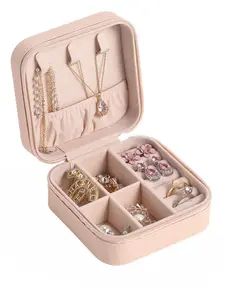 Mini Travel Jewelry Organizer Case, Compact Portable Storage Box for Necklaces Earrings Rings, Secure Clasp Design, Ideal for On-The-Go Use