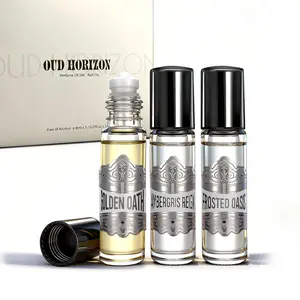 Oud Horizon Roll On Perfume Oil-Set of 3 Bottles, Alcohol-Free EDP : /Frosted Oasis (Fougere Oriental) for Active /Ambergris Regin (Woody) for Business /Golden Oath (Gourmand Oriental) for Luxury/ Long-Lasting Unisex Fragrance Oil Gift Set.