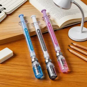Creative Syringe Shaped Gel Pen, 1/3 Counts Portable 0.5mm Multi-purpose Writing Pen, Modern Funny Writing Pen, Unique Pens for Students Office Workers, Funny Teacher Pens, Writing Markers Supplies, Office Stationery & Supplies