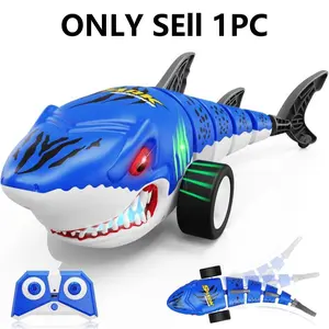 Cool RC Shark Racer, Luminous Red Eyes, Lighting, 360° Rotation, Mimics Tail Swishing, Motion, Packaged with Remote Control/USB Cable/Lithium Battery, Suitable for Kids 6+, Perfect Birthday/Holiday Gift, Requires 2 x AA Batteries (not included).