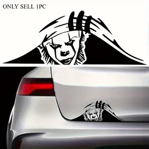 1PC Light Trendy Thrilling Personalized Sticker, Car Decals | For Car Rearview Mirrors, Saw Stationery, Black & White Jigsaw Silhouette Decor, Load Items with Horror Movie Atmosphere Easily, Thrilling Personalized Feeling of Shape in Daily Details