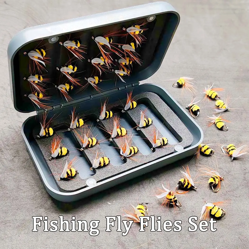 25/40Pcs-Kit for Wet Dry Fly fishing Trout Nymph Bait Combination Lure, Fishing Lures, Fishing Supplies, Streamers/Fly/Nymph etc Fishing for Trout/Perch/Carp/Walleye-Material Artificial Feather&Rayon