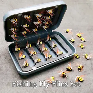 25/40Pcs-Kit for Wet Dry Fly fishing Trout Nymph Bait Combination Lure, Streamers/Fly/Nymph etc Fishing for Trout/Perch/Carp/Walleye-Material Artificial Feather&Rayon