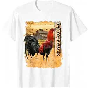TikTok Shop Deals Soy Gallero Rooster Graphic Tee (Viral) USA Made Farm Scene Shirt Men 100% Cotton Crew Neck Casual Streetwear Summer Festival Outfit Gift Idea