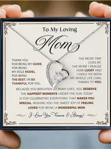 To My Loving Mom Eternal Heart Hollow Heart Pendant Necklace  | With Message Card & Gift Box | Perfect Mother’s Day/Christmas/Birthday/Party/Anniversary Gift