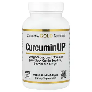 California Gold Nutrition CurcuminUP™ with Omega-3 Curcumin Complex, Black Cumin Seed Oil, Boswellia and Ginger, 90 Fish Gelatin Softgels