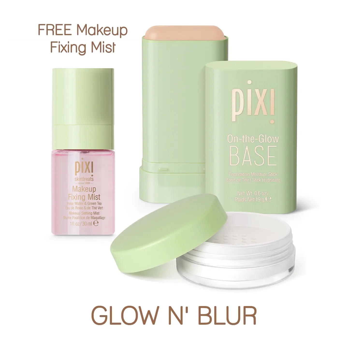 Pixi Glow N' Blur Set, Glow Up Makeup Kit for All Skin Types - Includes FREE Makeup Fixing Mist Pixi Glow N' Blur Set, Glow Up Makeup Kit for All Skin Types - Includes FREE Makeup Fixing Mist