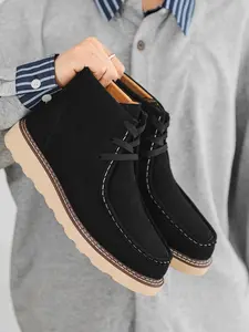 Men's British Style Mid-Calf Boots, Casual Boots with Laces, Casual Outdoor Boot, Casual Ankle Boots, Comfortable High-Top Big Size Shoes for Fall Season, Walking Shoes, Footwear