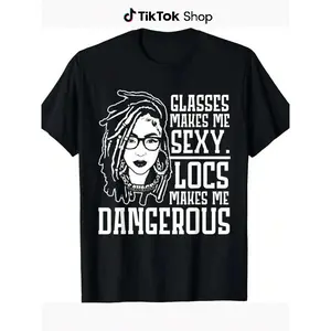 Locs Make Me Dangerous Afro Hairstyle Black American African Mens Summer Casual T-Shirt, Comfortable - Breathable, Soft, 100% Cotton made in usawardrobe essential