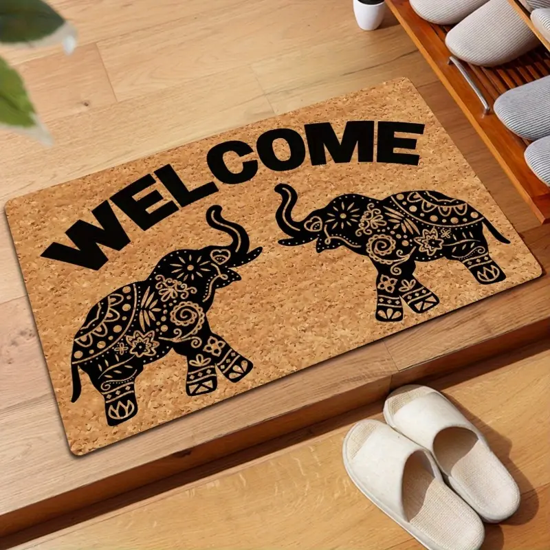 Bohemian Animal Design Doormat - Personalized Monogram Kitchen Area Mat, Anti-Slip Rubber Back, Anti-Wear Protectant, Alternative Artistic Artful Motif Artwork Home Decor Gift Mat, Alternative Artistic Doormats, Anti-Wear Protectant Doormats