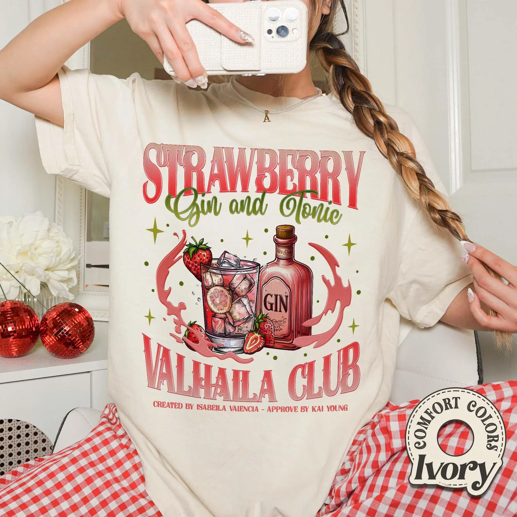Strawberry Gin and Tonic Comfort Colors Shirt, Isabella  Kai Reading Shirt, Ana Huang Merch, Gift for Book Lover, Valhalla Club Shirt HB1143