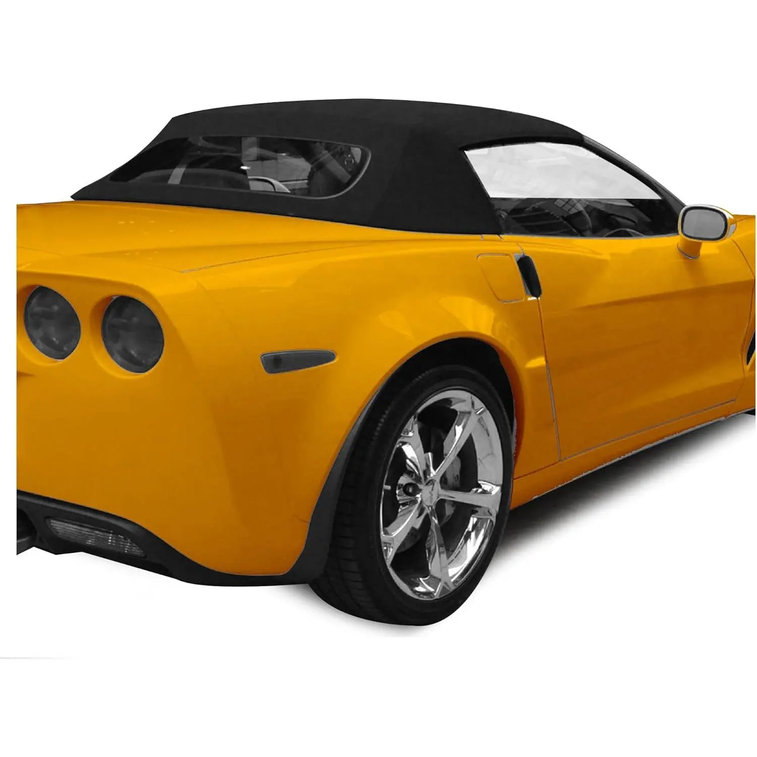 KQQIO Convertible Soft Top Compatible with 2005-2013 Chevy Chevrolet Corvette C6, Sailcloth Vinyl Soft Roof Replacement, Black Color with Clear Heated Glass Window