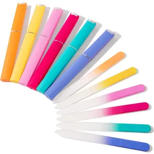 Glass Nail File With Case, Crystal Nail Files for Natural Nails Fingernail Files Set, Double Sided Etched Nail Filer Professional Ceramic Glass File for Travel Gifts Package Fine Grit