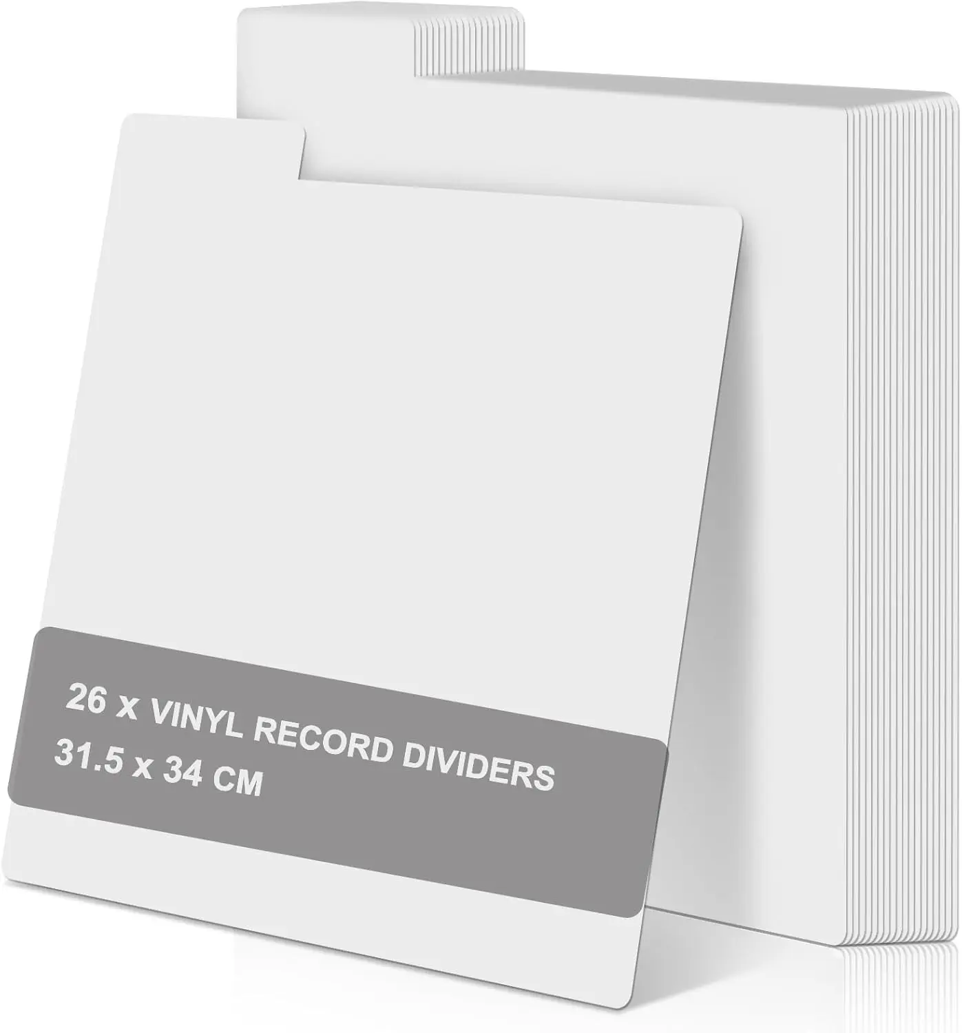 26 Pcs Vinyl Record Dividers, 12.4"x13.4" Plastic Record Divider with Tabs, Reusable LP Organizers DIY Blank Album Vinyl Separators for 33 RPM LP Organization (White)