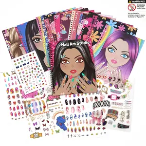 Nail Design Painting Kit for Girls, 20 Full-Color Pages, 4 Transparent Stickers, 1 Nail Art Sticker Sheet, Nail Art Designs, Birthday Christmas Gifts