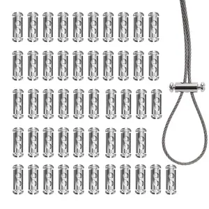 50Pack Heavy Duty Reusable M4 Double Hole Wire Rope Clamps, I-Shaped Cable Clip with Screws for 1/16" to 3/32" (1-2.5mm) Steel Cable for Marine, Fencing, DIY Projects, Garage, Outdoor Furniture Repair yard decor