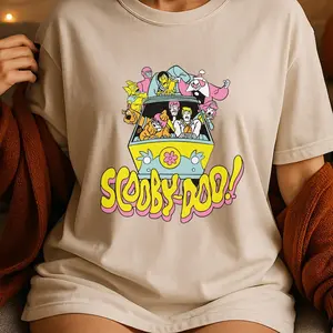 Scooby Doo Halloween T-Shirt: Spooky Mystery Machine Cartoon Tee Cotton Grey