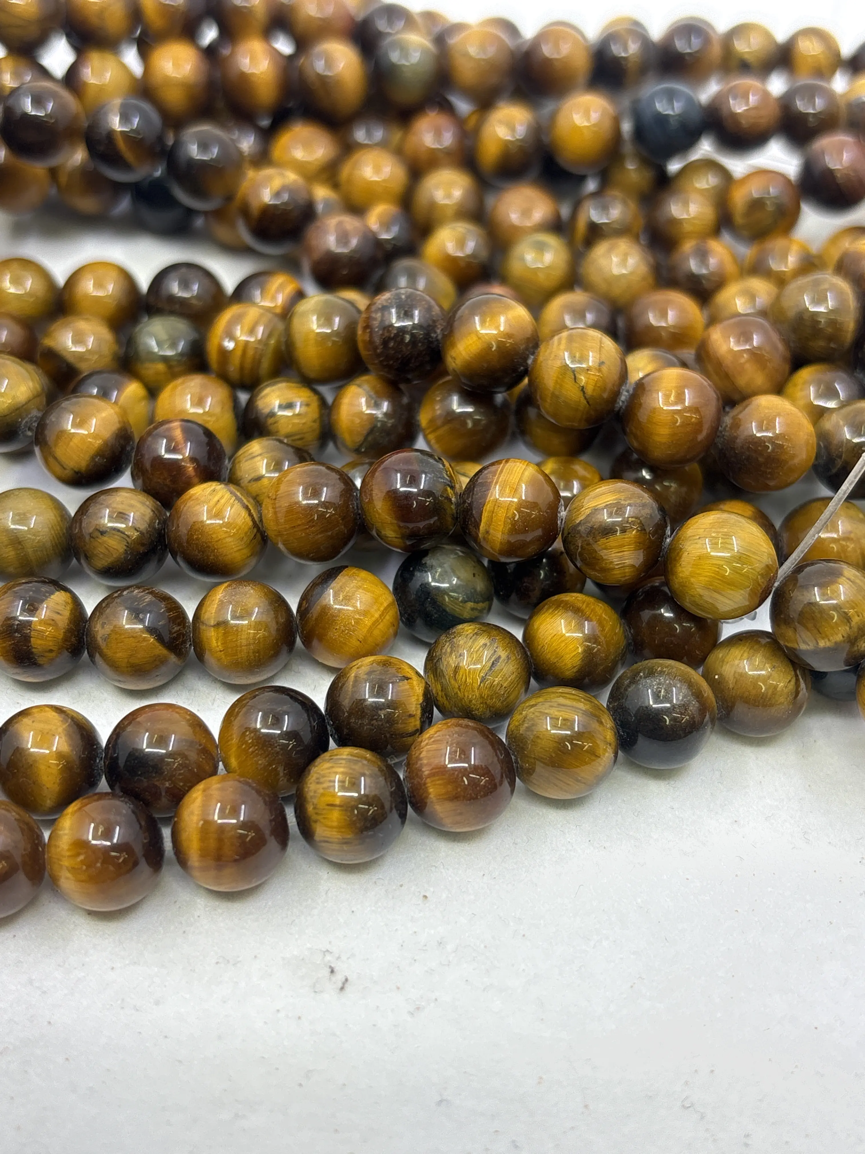 Tiger Eye Bracelet Beads, Natural Striped Gemstone, Smooth Round Healing Crystal for Jewelry Making, 15.5" Strand, 4-10mm, Gemstone Bracelet Accessories, Handmade, Stripes, Crafting, Natural Beauty, Authentic, 4Mm, 6Mm