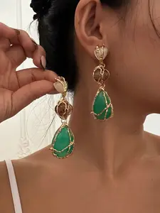 Elegant Acrylic Alloy Waterdrop Geometric Earrings, High-End Luxury Design, Unique Fashion Accessory for Women, Perfect Gift Idea