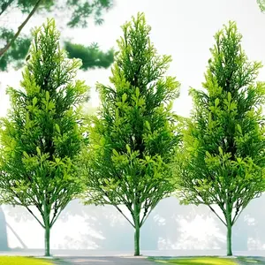 3 pieces of 17-inch artificial pine trees - lifelike branches, Christmas plastic evergreen plants for decoration, wedding and home decor, suitable for indoor/outdoor use, no pot included, festive decorations | seasonal ornaments | detailed branches, tree