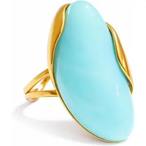 Colorful Chunky Statement Ring for Women: Boho Large Oval  Finger Ring Stainless Steel Adjustable Beach Summer Y2K    for Women