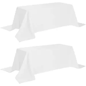 Tablecloth 90x132 -  Table Clothes for 6 Foot Rectangle Tables, 200 GSM Stain and Wrinkle Resistant Washable Fabric [2 Pack]