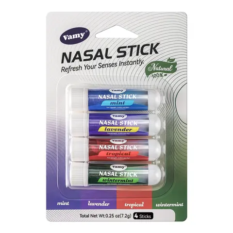 Vamy Nasal Stick - Multi-Flavor Nasal Sticks Pack with Lemon, Orange, and Peppermint for Stimulating Aroma and Daily Use Healthcare White Green Liquid Oil Aid Treatment chewable chewable breather Athletes Energy Tropical Senses Alert Wintermint,summervibe