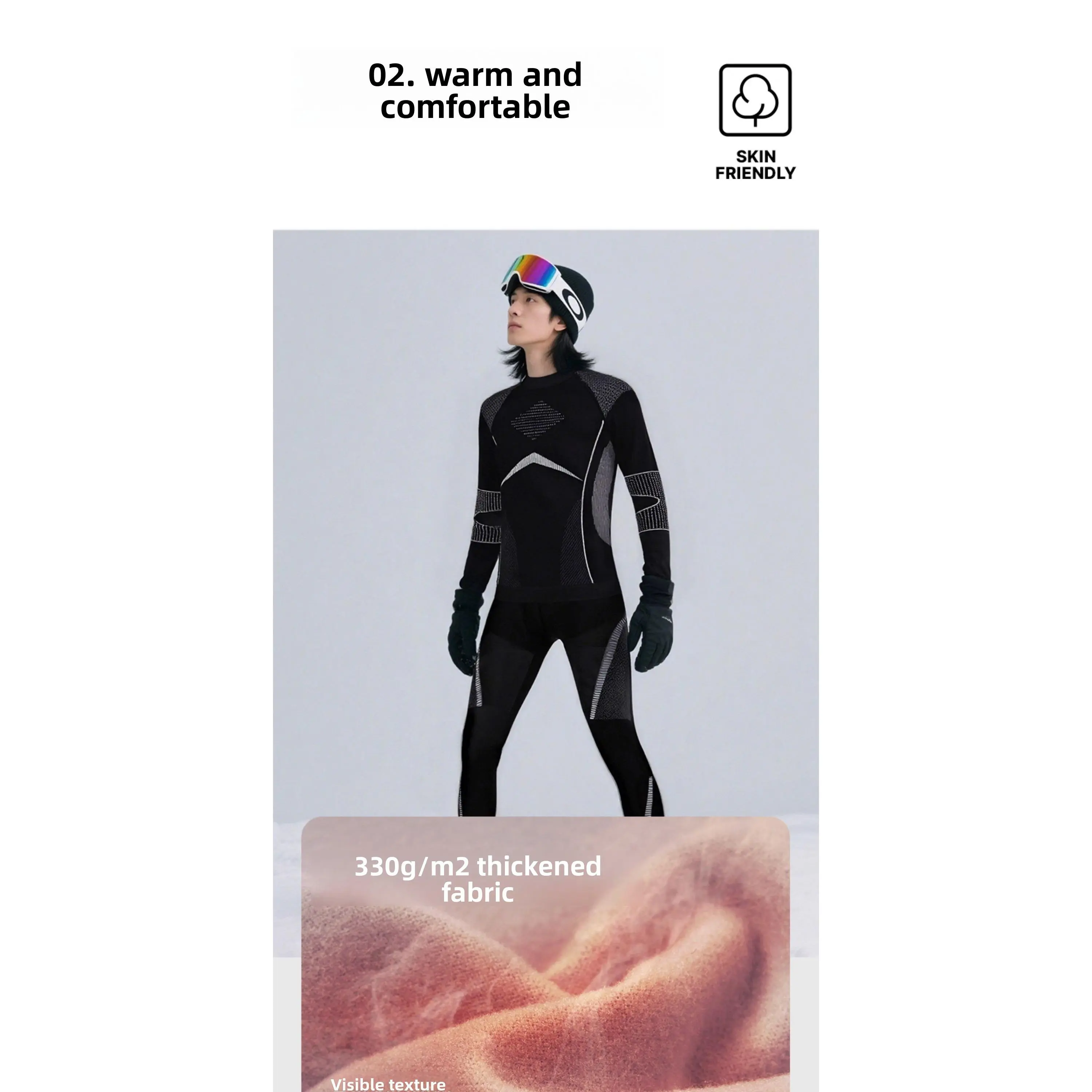 Women's 2025 New Winter 330g/m2 Thick Fabric Skin-Friendly Quick-Dry Thermal Ski Base Layer Set - Professional Durable Warm Outdoor Skiing Clothing (Wholesale Option, Thermal Sets), Thickened Fabric, Durability, Sports Wear, Comfortable, Suit, Clothes, Mu