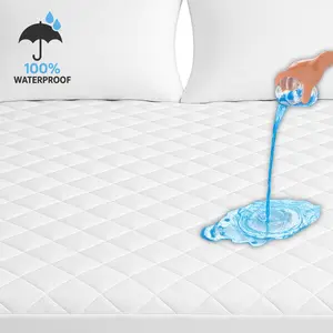 Luxury Quilted Mattress Protector - Waterproof & Breathable Soft Microfiber Surface TPU Backing Hypoallergenic Noiseless Dust Mite Resistant Deep Pocket Fit Up to 21"