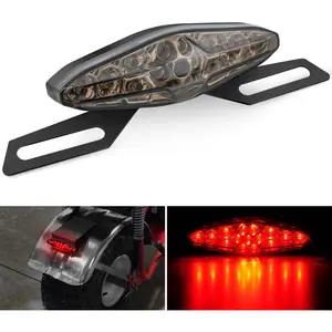Nilight Motorcycle Tail Lights LED Brake Running Light with License Plate Bracket Dirt Bike Rear Lighting Compatible with Honda Yamaha Kawasaki Suzuki Chopper Turing Cruiser, Red