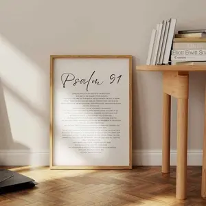 Psalm 91 Poster, Bible Verse Print, Modern Christian Wall Art, Psalm 91 Scripture Decor