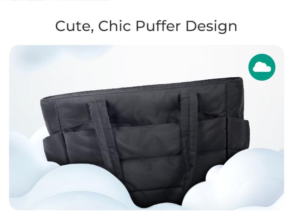 BAGSMART Lightweight Puffy Tote Bag with Compartments for Women, Quilted Shoulder Bag Handbag for Travel and Work Handbag for Travel and Work TikTokShopHolidayHaul