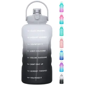HydroPal 1 Gallon Water Bottles with Straw, 128 oz / 3.8L Water Bottle BPA Free Innovative 2-IN-1 Lid Gym Bottle with Times to Drink Motivational Drinkware Tumbler Cup