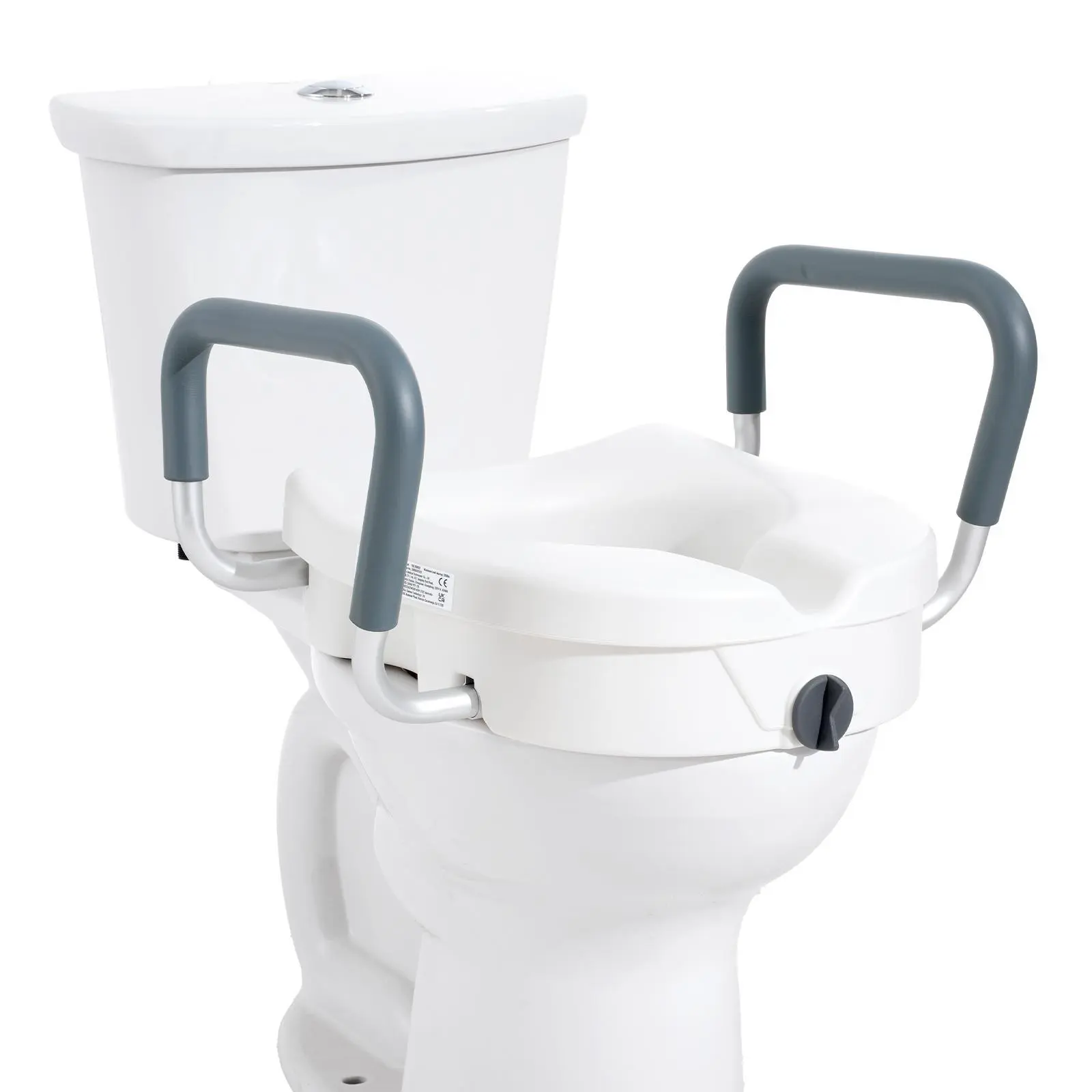 【SummerFinds】VEVOR 5" Raised Aluminum Toilet Seat, 350 lbs Capacity, 19.1"-21.7" Adjustable Width, Twist Lock Install, Fits Round & Elongated Bathroom Toilets, Soft Padded Armrests, Easy to Clean, for Elderly Users & Pregnant Individuals