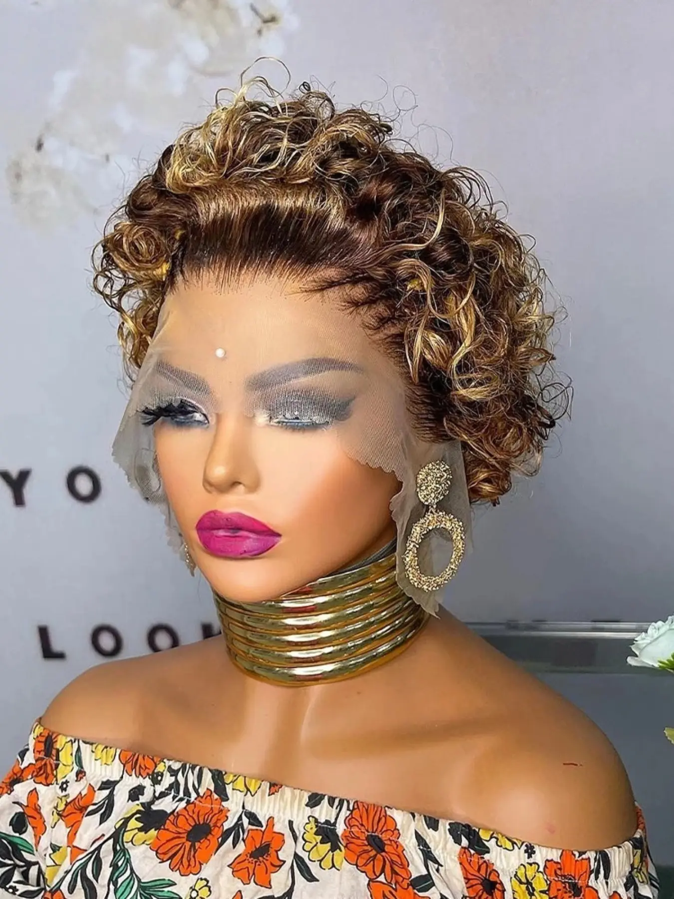 Highlight Short Pixie Cut Wig, Transparent 13x4 Lace Frontal, Short Curly Human Hair Wigs for Women, Deep Wave Lace Front Wig, Lace Front Bobs