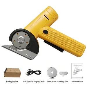Portable electric fabric cutter, handheld fabric/leather/paper/cardboard cutter, USB rechargeable lithium battery, small electric scissors, includes spare blade heads.