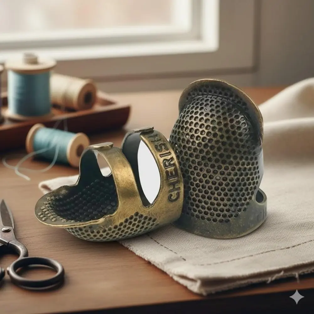 Metal Anti-Rust Thimble Set for Sewing & Crafts: Anti-Slip, Puncture-Proof Protection, Portable Case, Essential Safety Gear for Hand Stitching, DIY Enthusiasts, and Needlework.