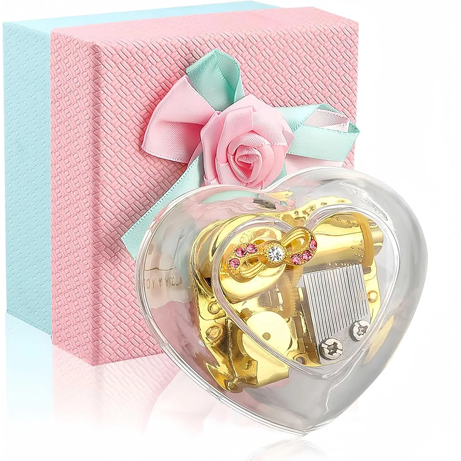 Heart Shaped  Clear Music Box,Wind Up Musical Box  for Girls,Women,Granddaughter,, for Anniversary,Birthday,Valentine's Day,Christmas,Melody: You are My Sunshine