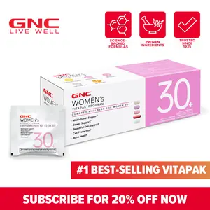 GNC: 30+ Vitapak Program for Women, 30 Day Supply, Multivitamin with Stress Support & Cell Protection Complex, Bone Health & Omega-3s, Edible Healthcare Supplement