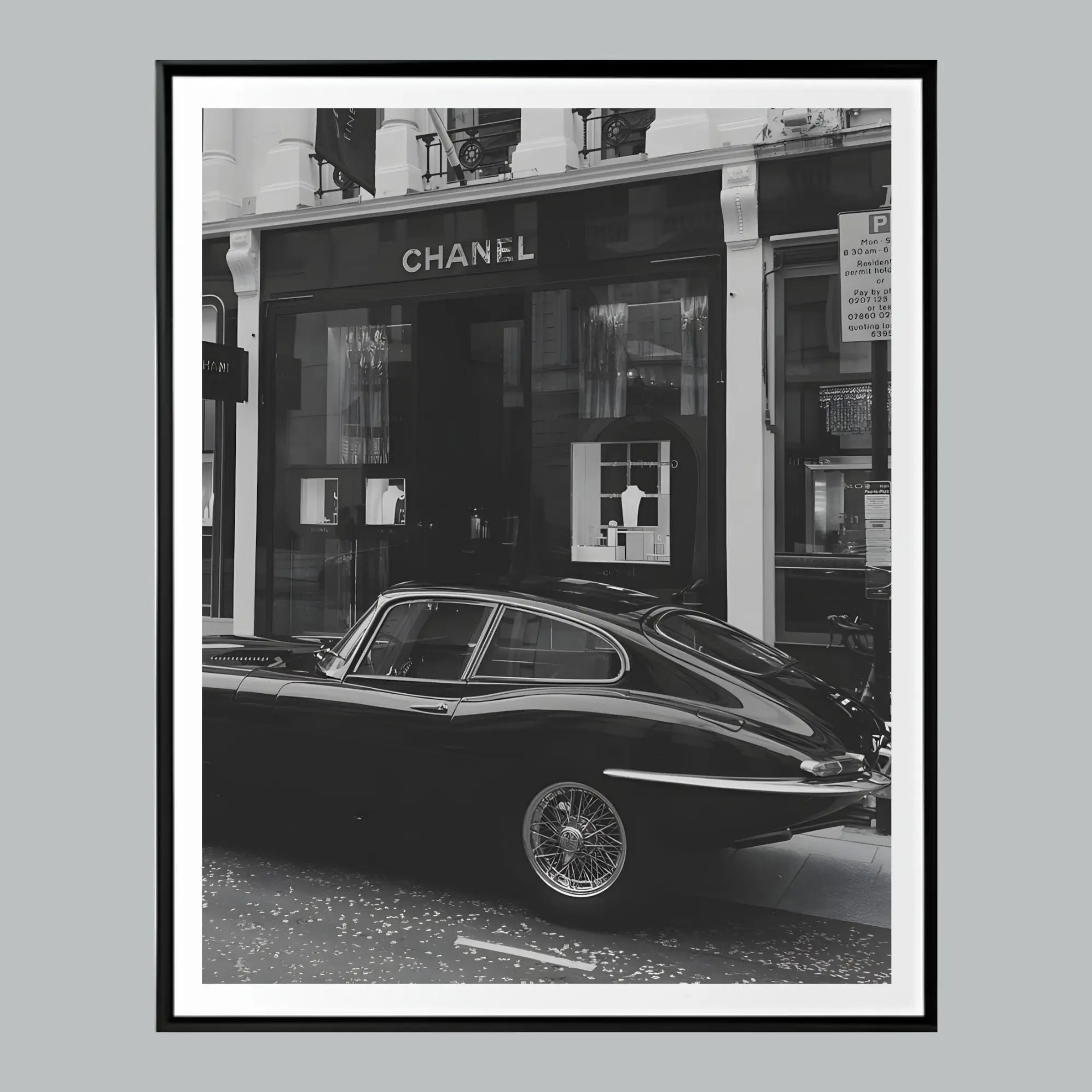 REDWOODSTOSEA Vintage Car Poster, Wall Art, Black And White, Luxury Fashion