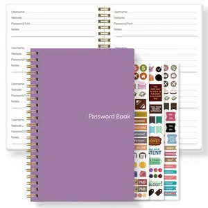 Password Book Account Password Management Notebook, Metal Coil Binding, Simple Cover, Includes Function Stickers, Security Record Log