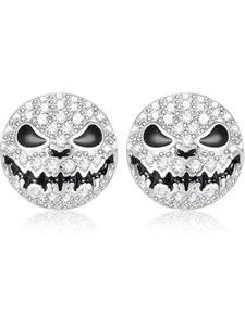 2 Pcs Halloween Earrings Nightmare Before Christmas Skull Earrings 925 Sterling Silver Halloween Jewelry Jack Skull Charm Earrings for Women Stud Earring Jewelry