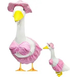 Porch Goose Summer Outfit, Porch Goose Clothes with Pink Polka Dot, for 23"/17" Lawn Goose Statue,Goose Clothes for Yard Goose