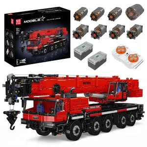 Mould King 17074 Crane Engineering Red Truck Building Block Remote Control Construction Kid Adult Toy 3218 Pcs Vehicle Model Car Kit